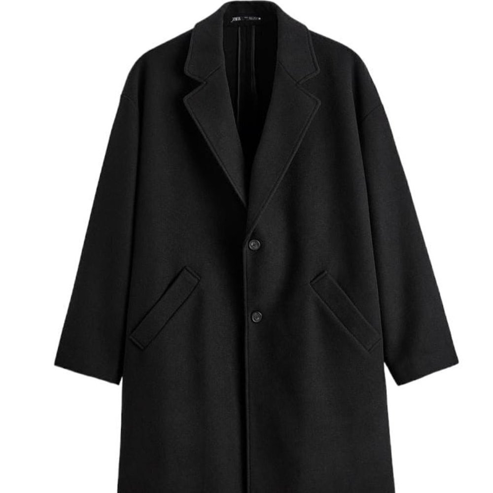 Zara Oversized Stretch Coat Black Size Xl | 5070/310